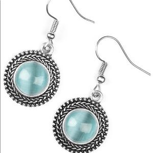 Silver and blue drop earrings
